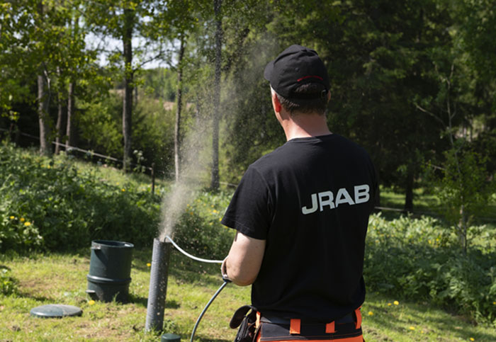 Backspolning av infiltration med spolbil JRAB Jönköping, Habo